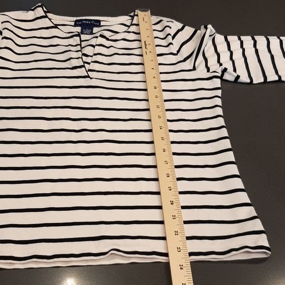 Charter Club Black and White Striped Blouse - Picture 7 of 7